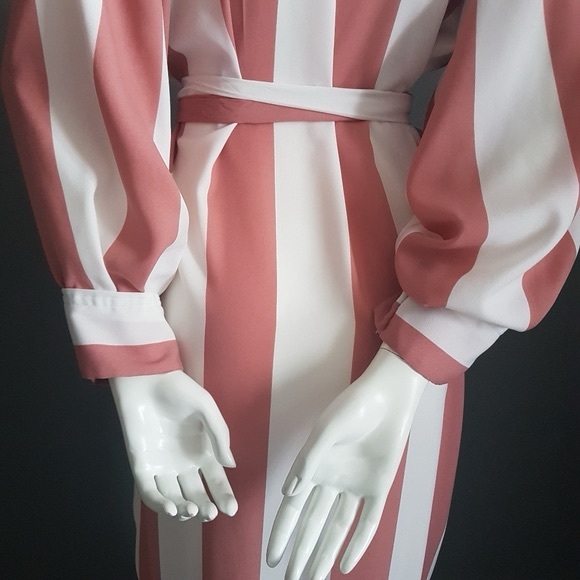 Eleanor Geraldine Striped Ruffled Midi Dress Size M - Picture 4 of 8